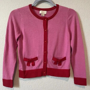 Kate Spade New York Cardigan Big Girls 8Y Pink Red Button Up Cotton